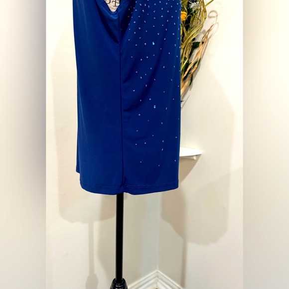 Bleaker & McDougal Blue Ribbed Sleeveless Tank Style Blouse with beading size M - Picture 4 of 8